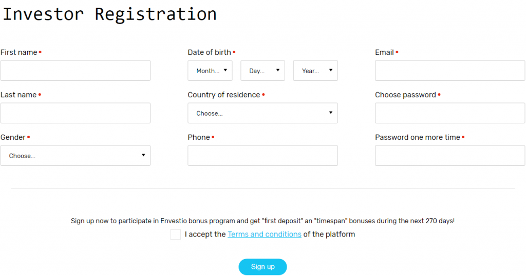 Codigo promocional Envestio