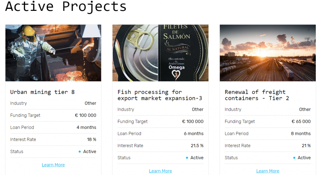 Envestio tipos de proyectos