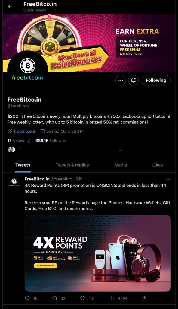 freebitcoin facebook