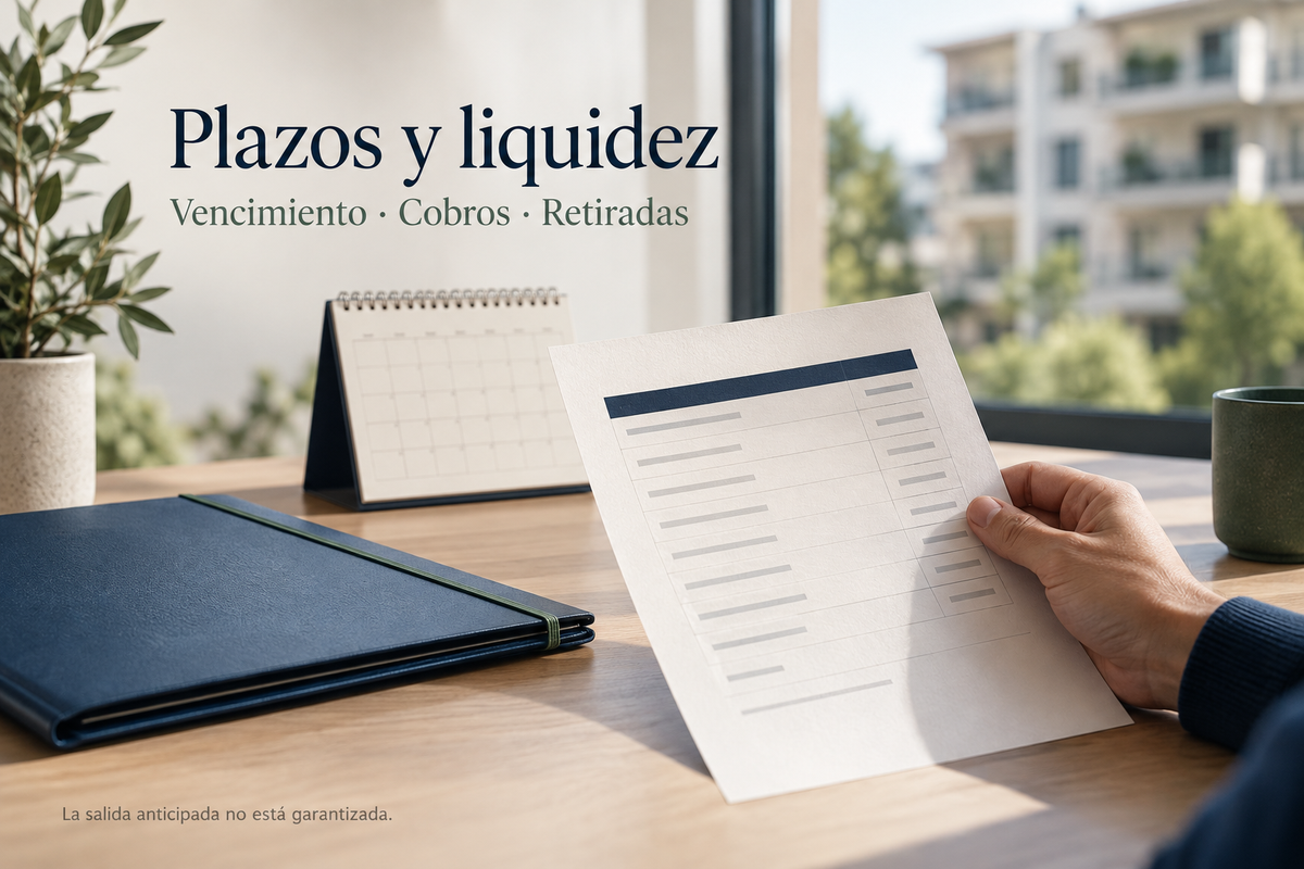 Calendario y documentación para explicar los plazos, cobros y retiradas